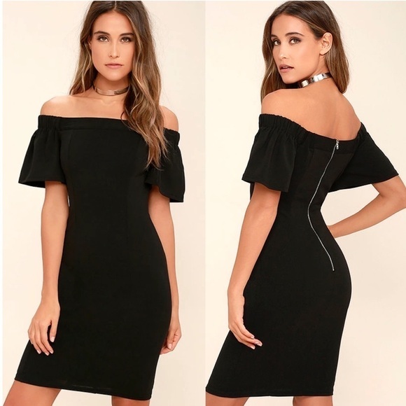 LULU’S Do It Right Black Off The Shoulder Dress - Picture 1 of 4